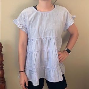 Blue pin stripe blouse. NWT